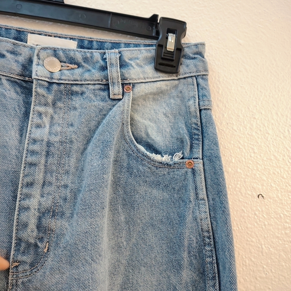 ROLLA'S Elle Garage Worn Blue Distressed Straight Leg Jeans Sz 26 High Rise - Picture 9 of 16